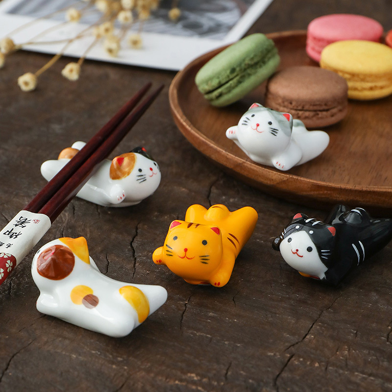 Chopstick Rest Ceramic - Flying Cat Ceramic Chopstick Rest Japanese