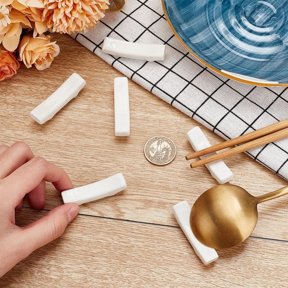 6Pcs White Ceramic Spoon Rest  - đánh giá và giá Chopstick Rest Ceramic