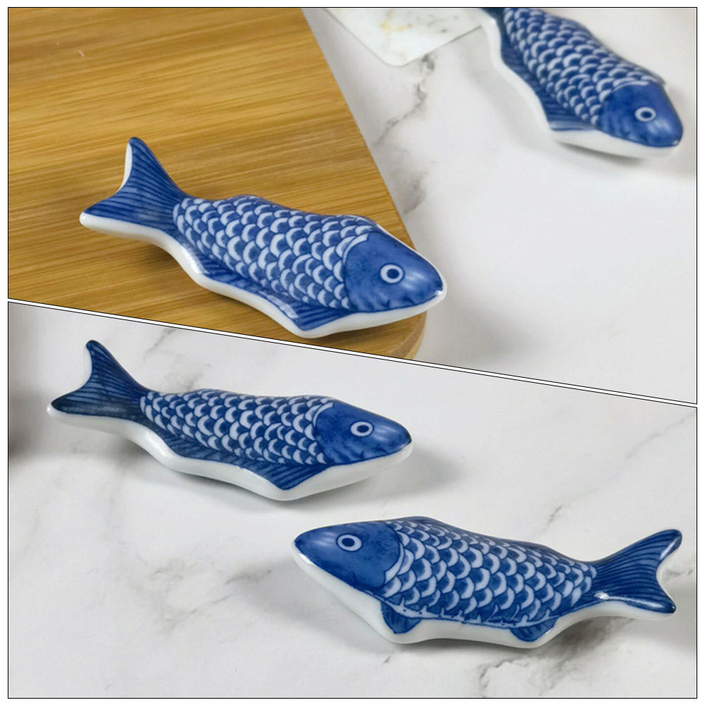 2Pcs Blue and White Fish Style - đánh giá và giá Chopstick Rest Ceramic
