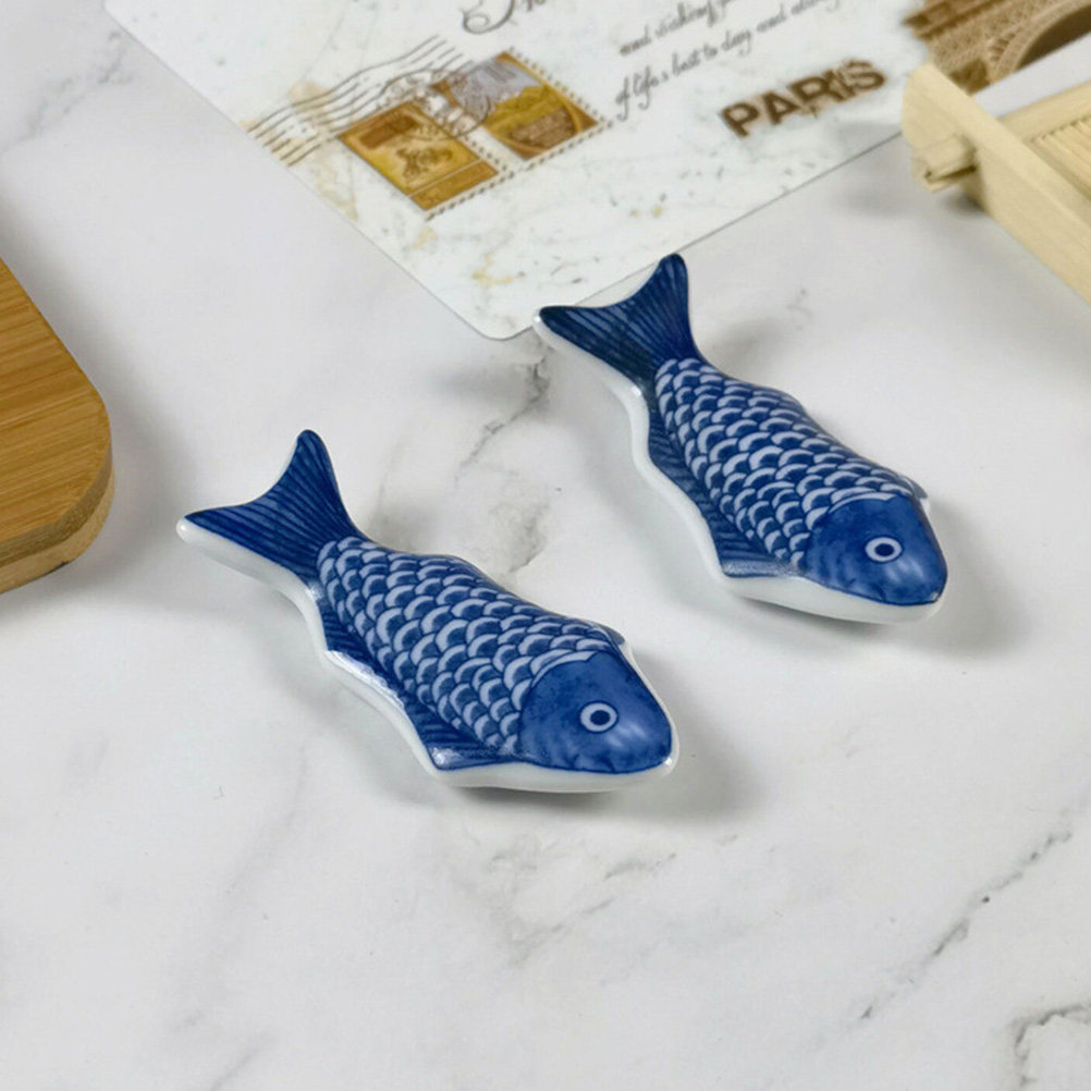 2Pcs Blue and White Fish Style - đánh giá và giá Chopstick Rest Ceramic