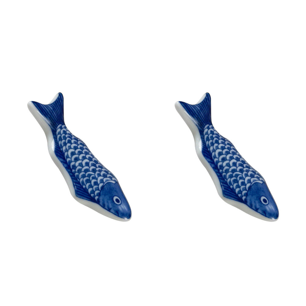 2Pcs Blue and White Fish Style - đánh giá và giá Chopstick Rest Ceramic