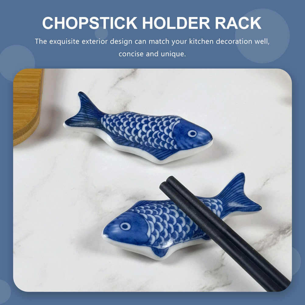 2Pcs Blue and White Fish Style - đánh giá và giá Chopstick Rest Ceramic